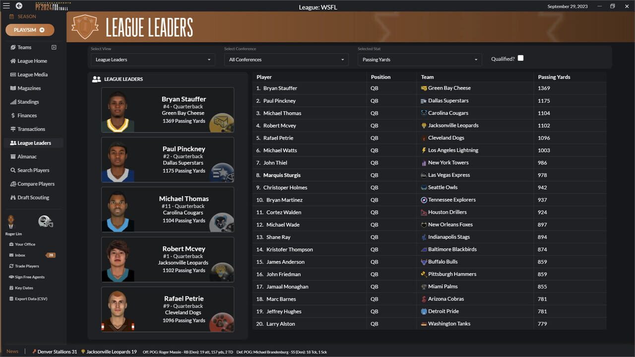 Screenshots von Draft Day Sports: Pro Football 2024