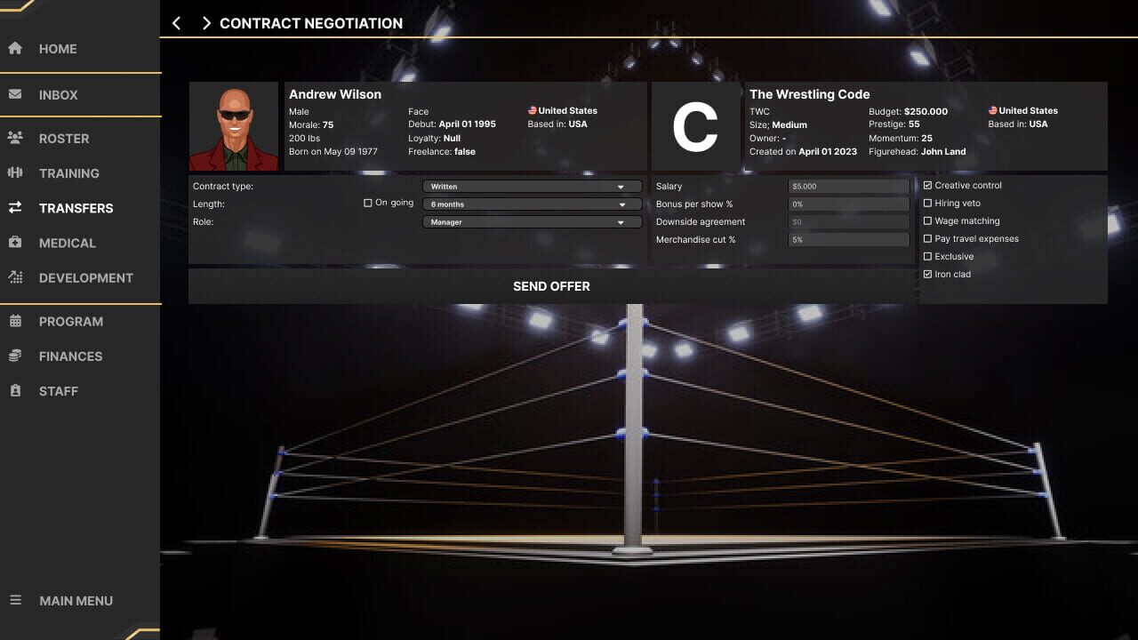 Screenshots von Wrestling Manager 2024